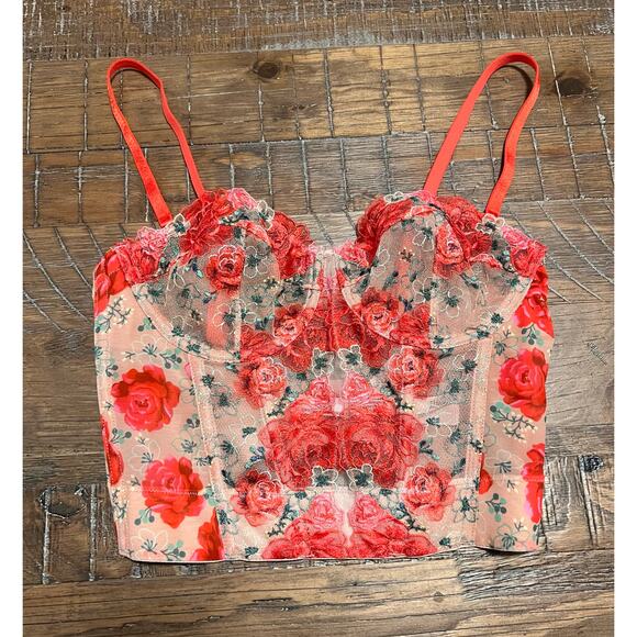 Victoria’s Secret Dream Angels Corset Floral Lace Bra Top NWT Size 32D - Picture 3 of 8
